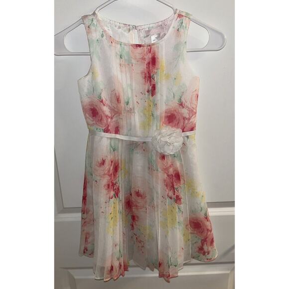 Janie And Jack Girls Pink And White Floral Sleeveless Sunday Dress Size 6 - Picture 9 of 14